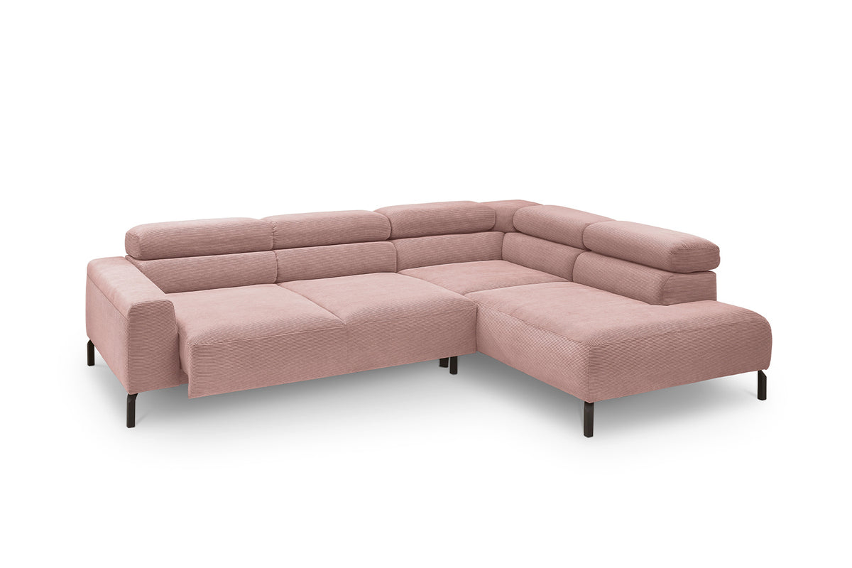 KAWOLA Sofa DELIA Ecksofa Feincord rosa