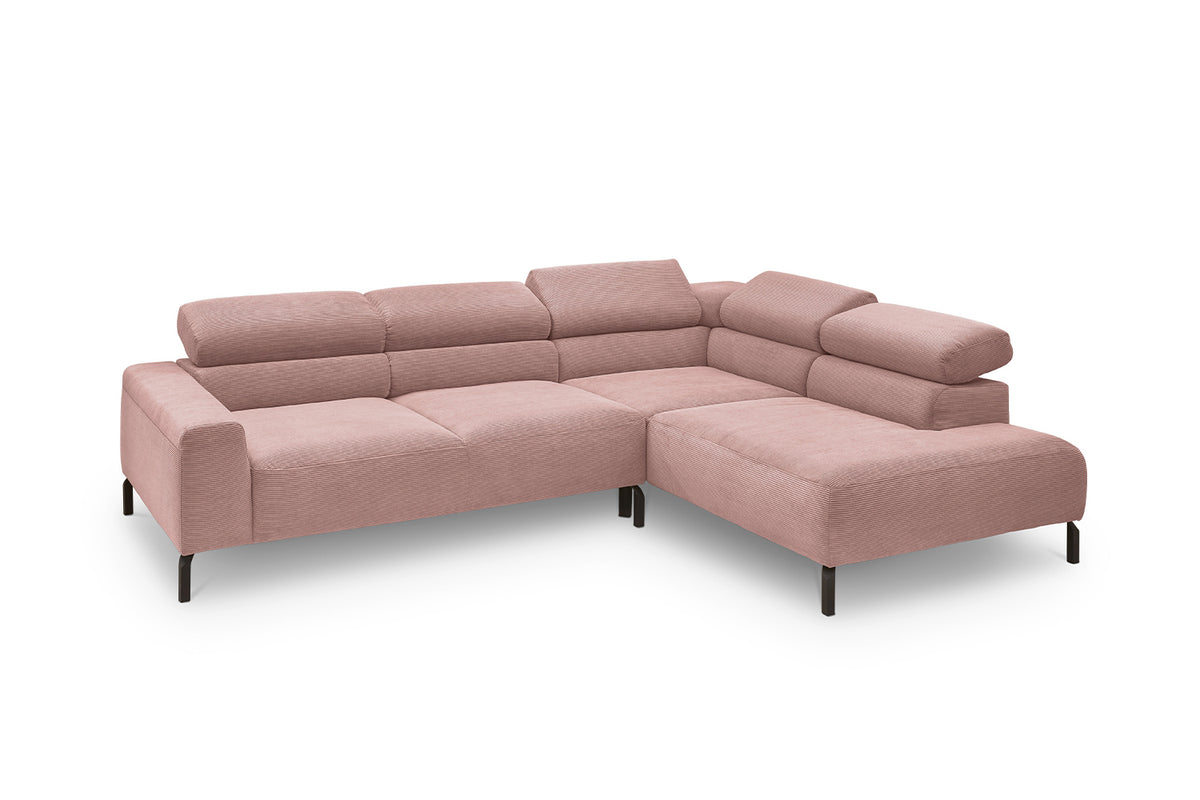 KAWOLA Sofa DELIA Ecksofa Feincord rosa