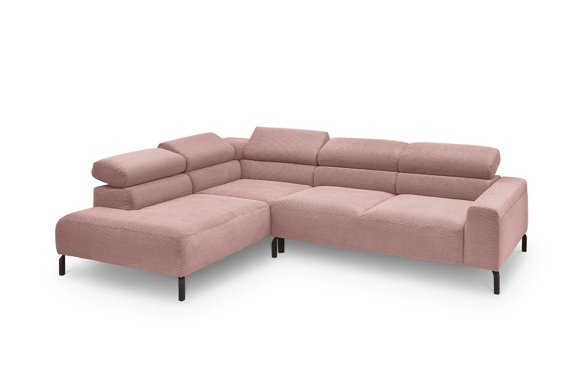 KAWOLA Sofa DELIA Ecksofa Feincord rosa
