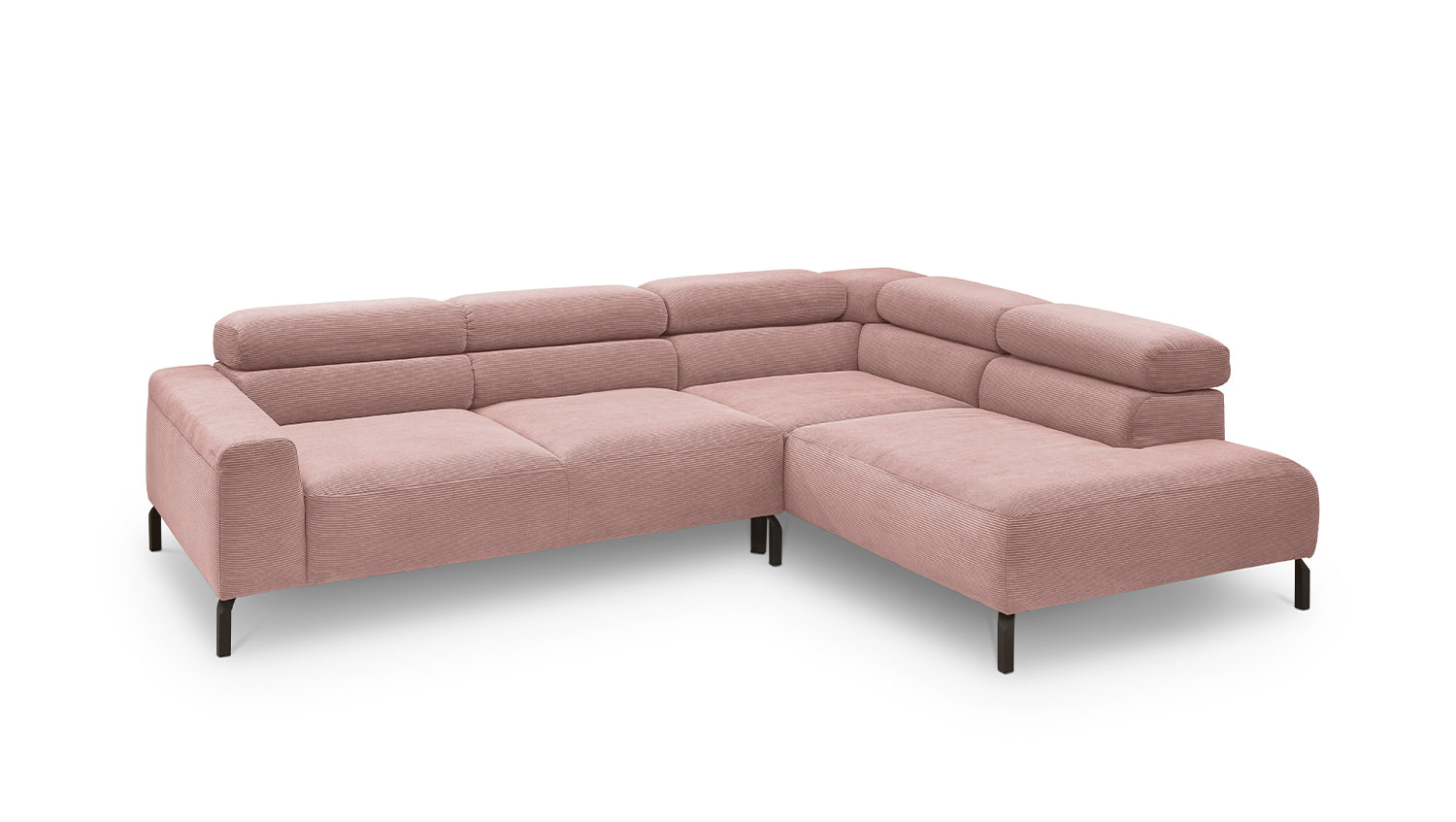 KAWOLA Sofa DELIA Ecksofa Feincord rosa
