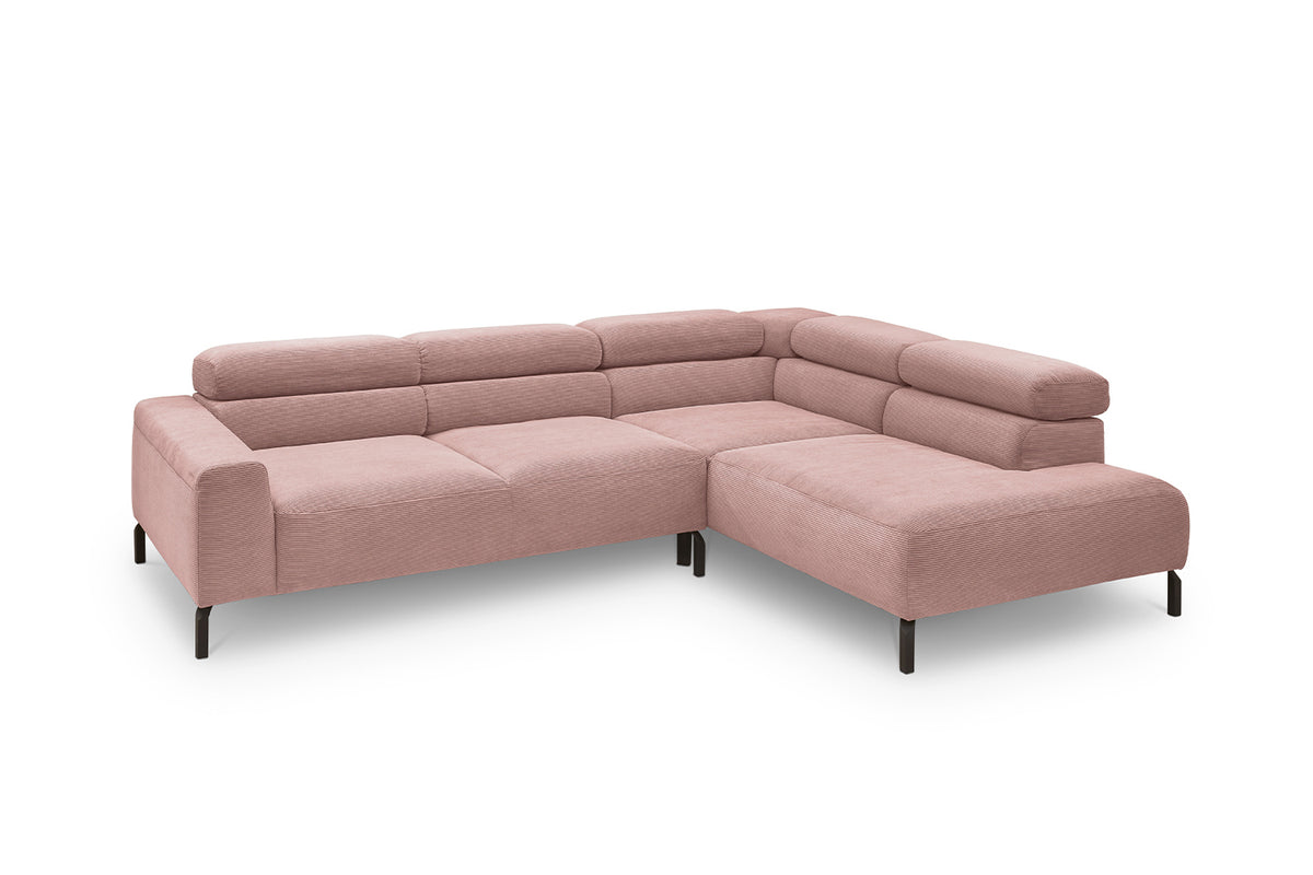KAWOLA Sofa DELIA Ecksofa Feincord rosa