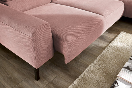 KAWOLA Sofa DELIA Ecksofa Feincord rosa