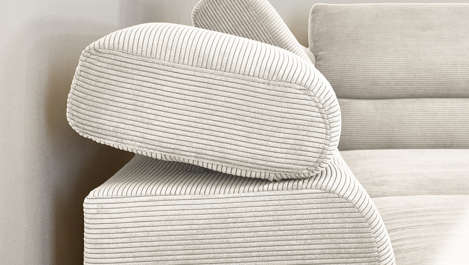 KAWOLA Sofa DELIA Ecksofa Feincord weiß
