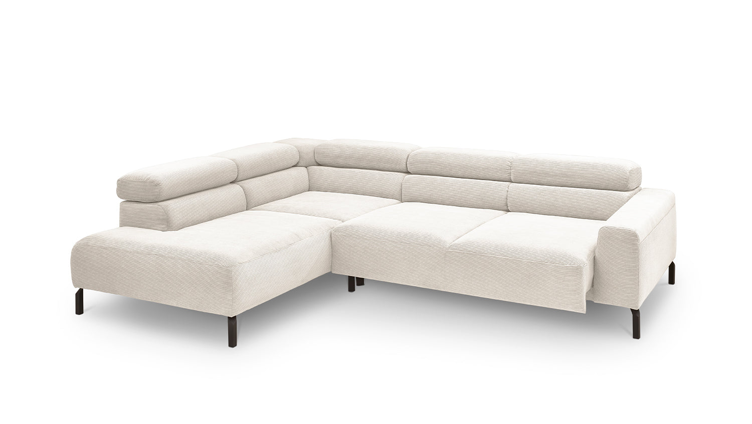 KAWOLA Sofa DELIA Ecksofa Feincord weiß