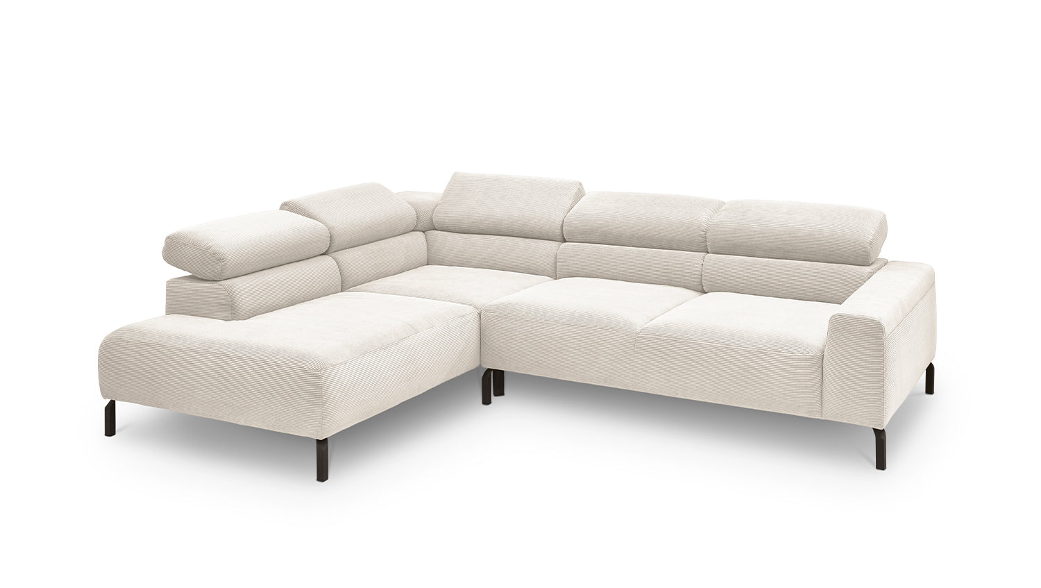 KAWOLA Sofa DELIA Ecksofa Feincord weiß