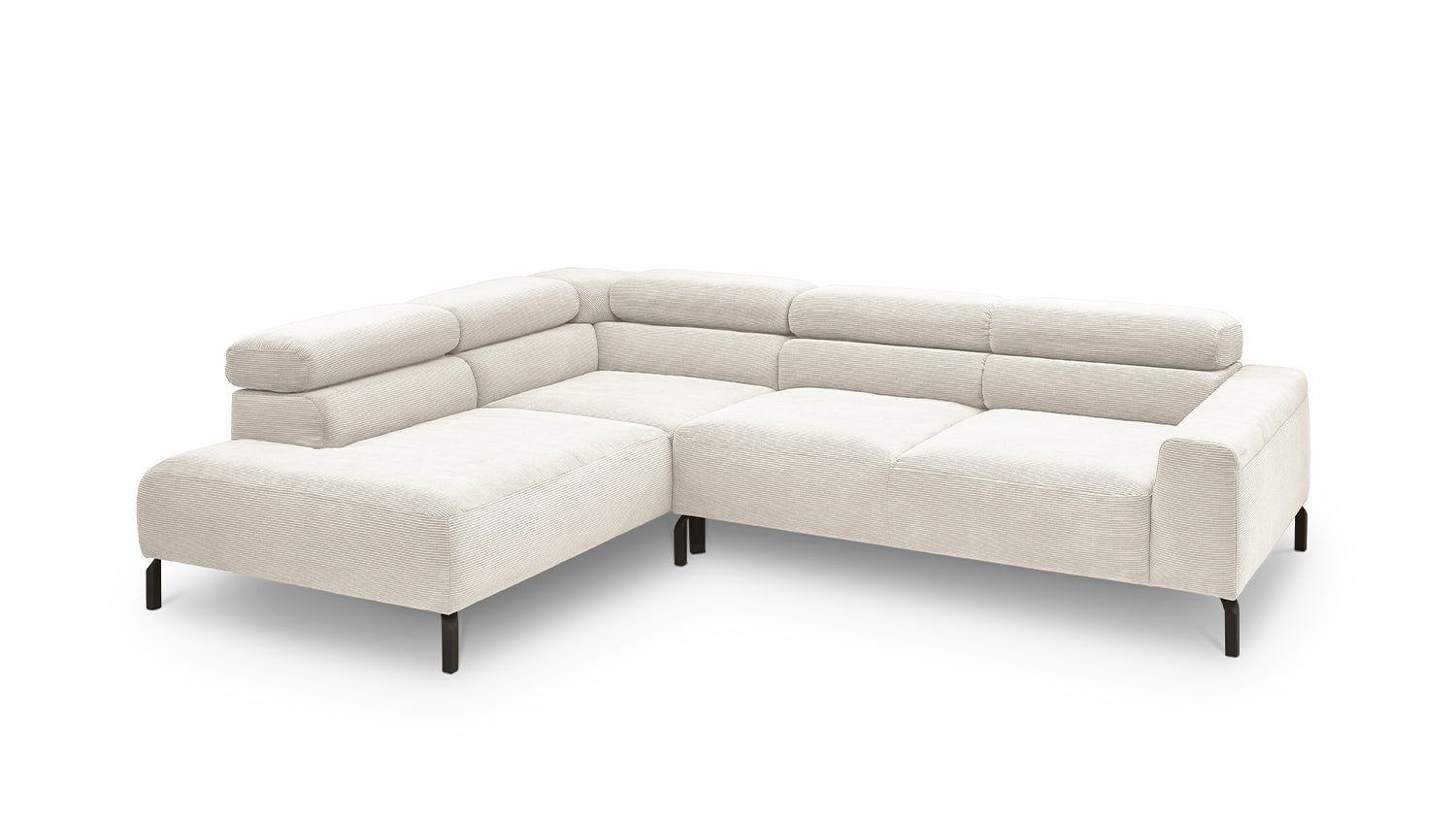 KAWOLA Sofa DELIA Ecksofa Feincord weiß