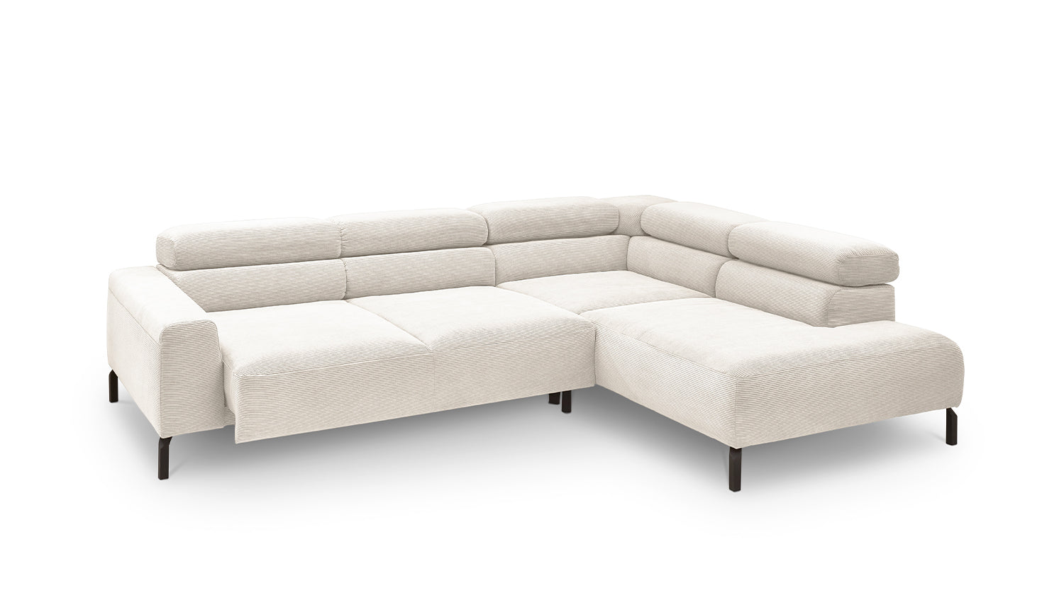 KAWOLA Sofa DELIA Ecksofa Feincord weiß