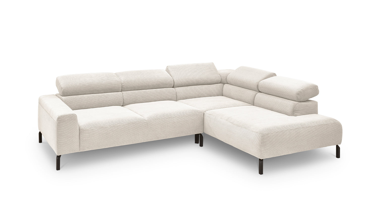 KAWOLA Sofa DELIA Ecksofa Feincord weiß