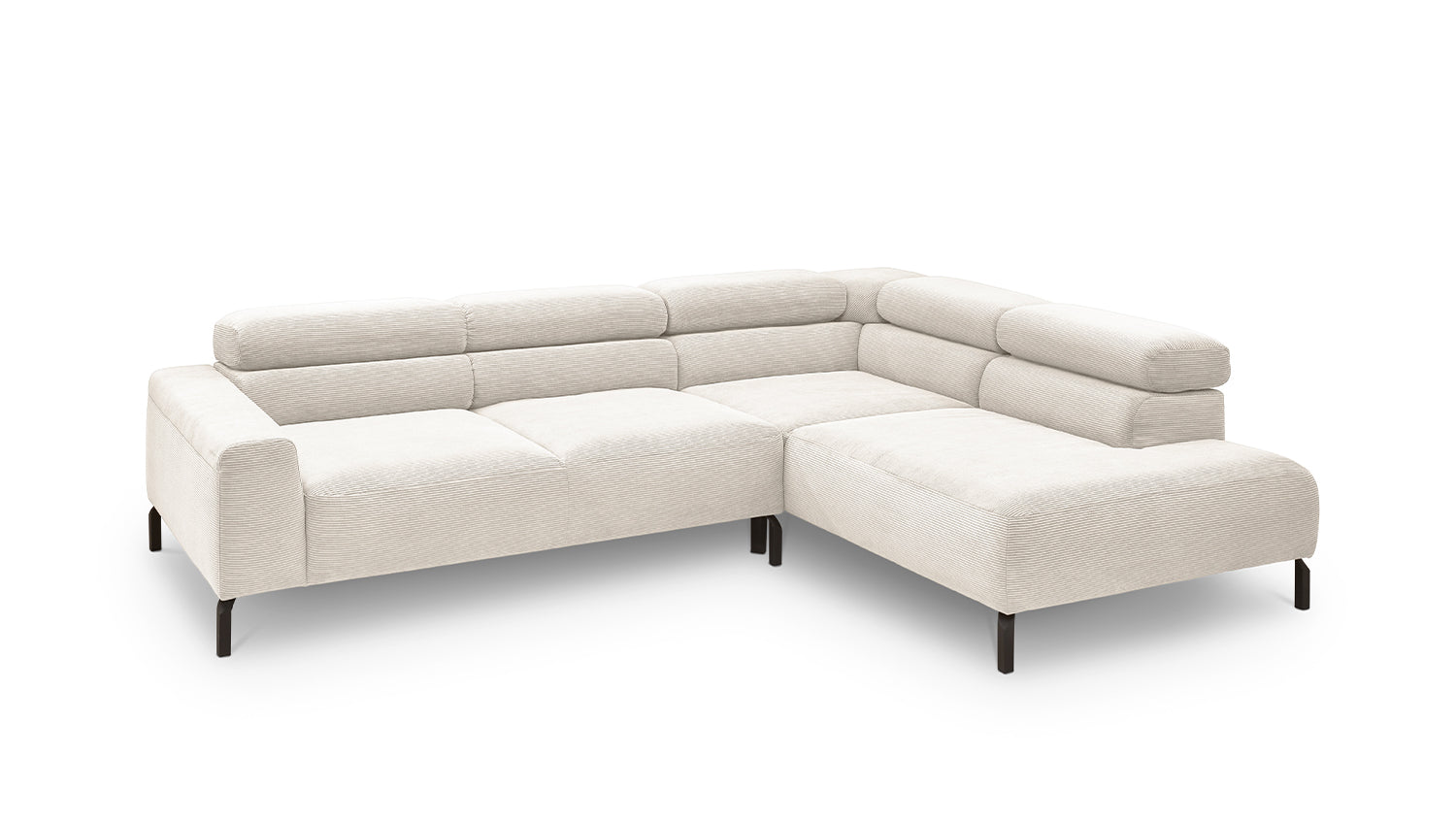 KAWOLA Sofa DELIA Ecksofa Feincord weiß