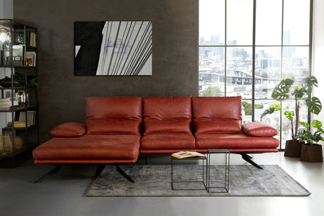 KAWOLA Sofa FENICE Ecksofa Leder burgunderrot, Links