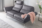 KAWOLA Sofa HURRICANE 2-Sitzer Leder dunkelgrau