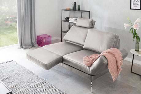KAWOLA Sofa HURRICANE 2-Sitzer Leder hellgrau