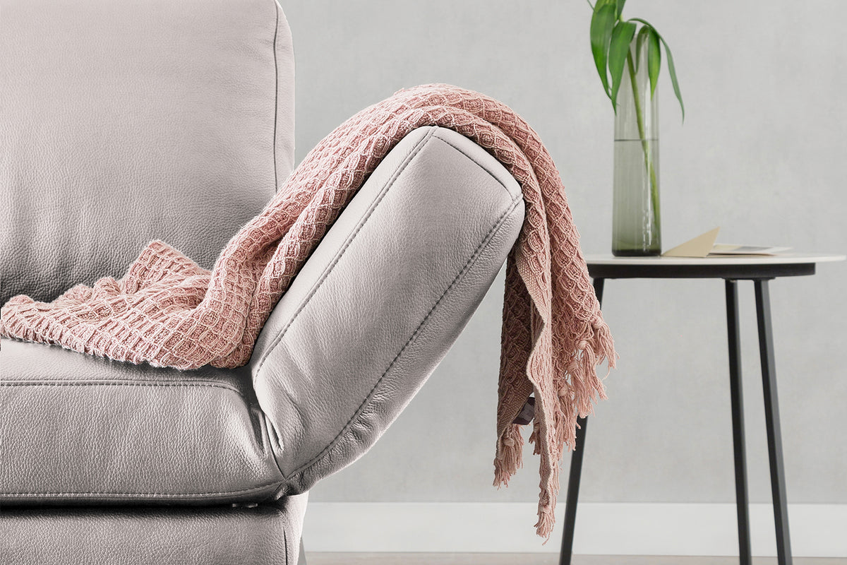 KAWOLA Sofa HURRICANE 2-Sitzer Leder hellgrau