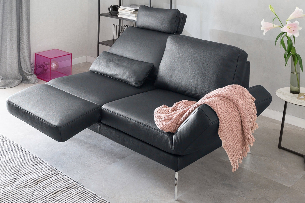 KAWOLA Sofa HURRICANE 2-Sitzer Leder schwarz
