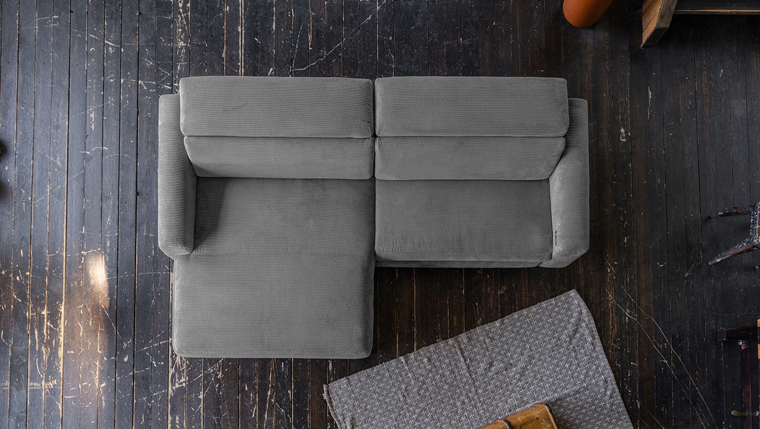 KAWOLA Sofa LAISKA Ecksofa Cord grau