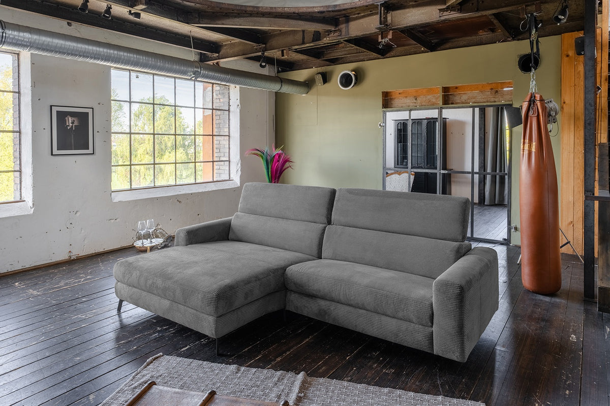 KAWOLA Sofa LAISKA Ecksofa Cord grau, Links