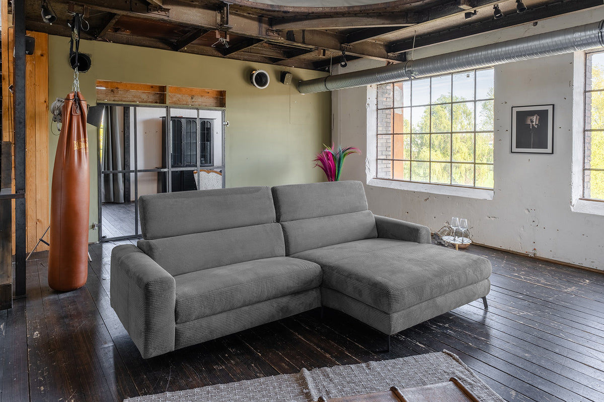 KAWOLA Sofa LAISKA Ecksofa Cord grau, Rechts