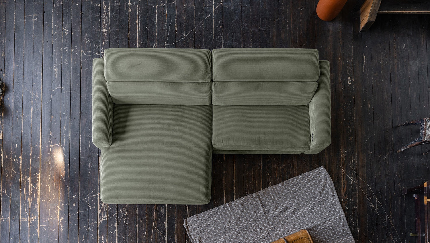 KAWOLA Sofa LAISKA Ecksofa Cord olivgrün