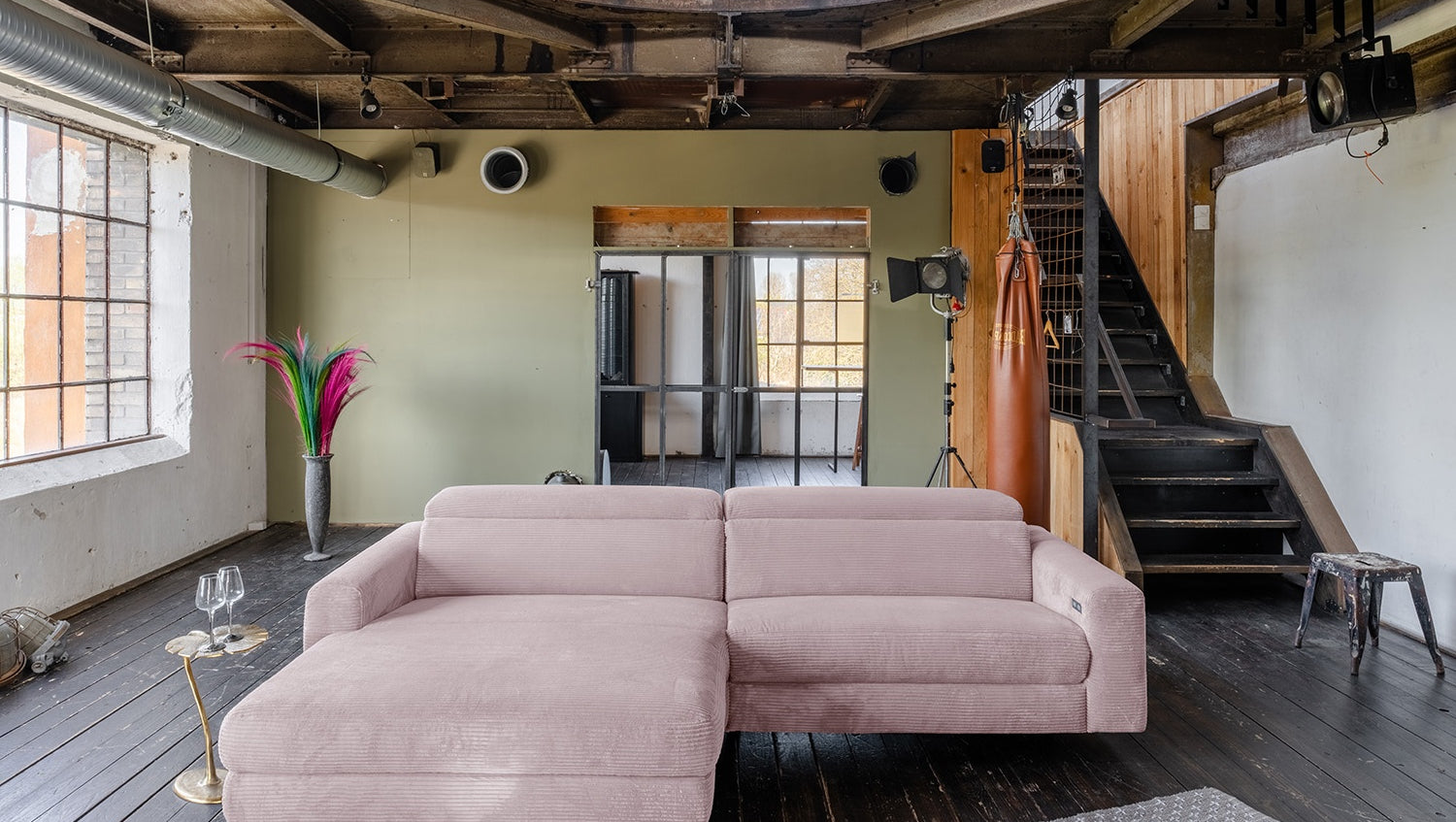 KAWOLA Sofa LAISKA Ecksofa Cord rosa