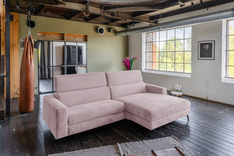 KAWOLA Sofa LAISKA Ecksofa Cord rosa, Rechts