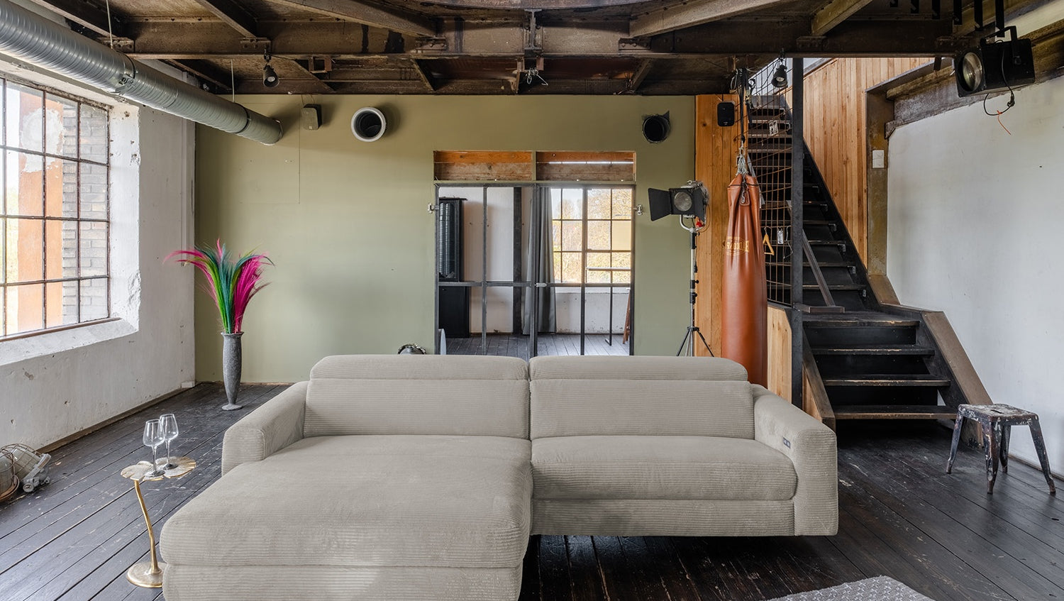 KAWOLA Sofa LAISKA Ecksofa Cord steingrau