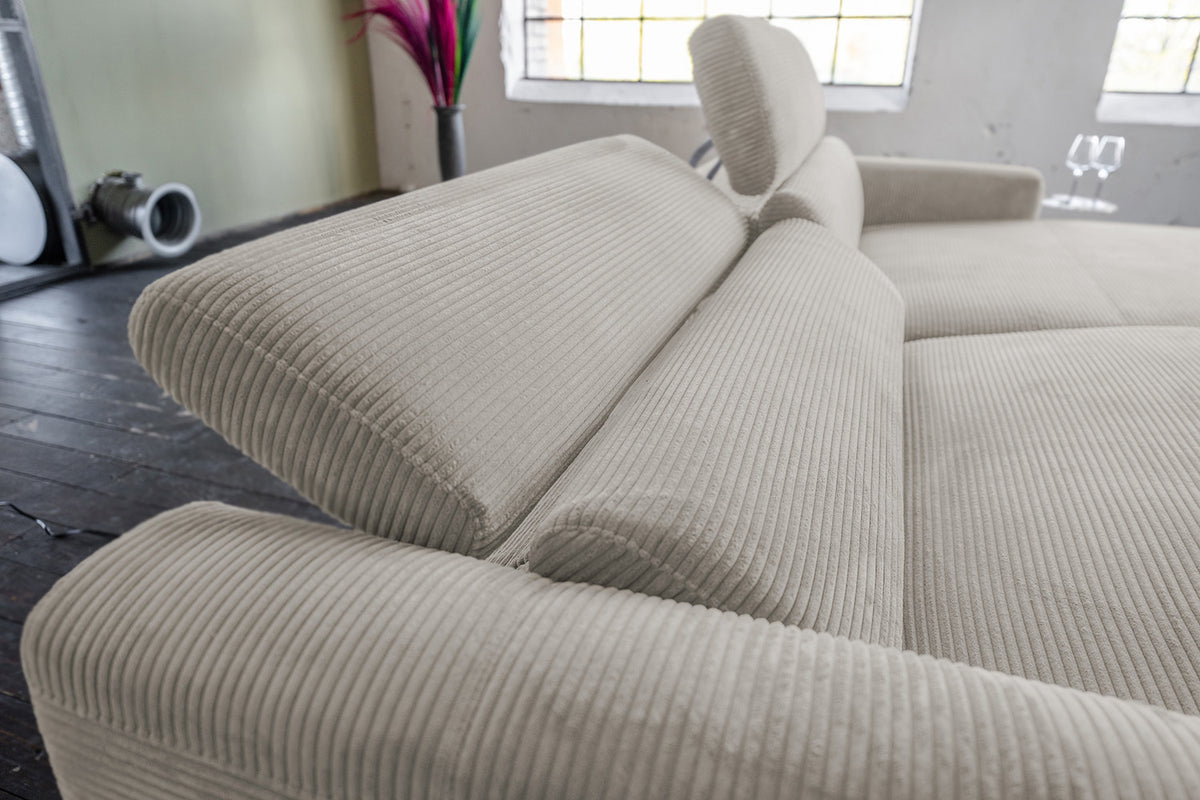 KAWOLA Sofa LAISKA Ecksofa Cord steingrau