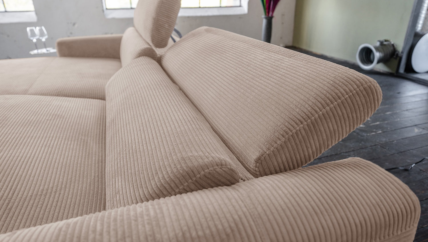 KAWOLA Sofa LAISKA Ecksofa Cord taupe