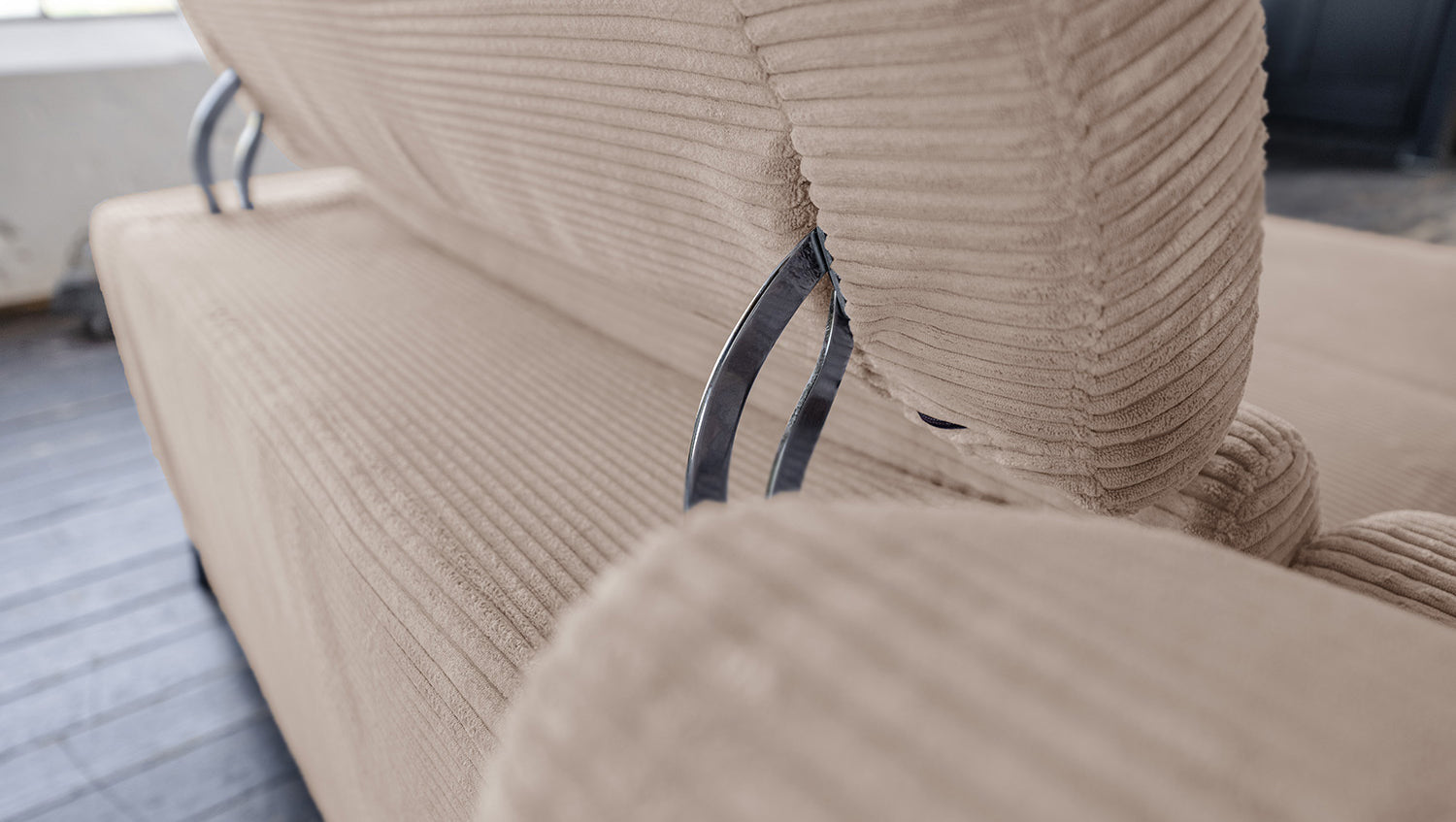 KAWOLA Sofa LAISKA Ecksofa Cord taupe