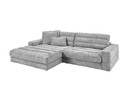 KAWOLA Sofa LANA Ecksofa Cord hellgrau