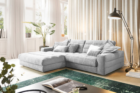 KAWOLA Sofa LANA Ecksofa Cord hellgrau, Links