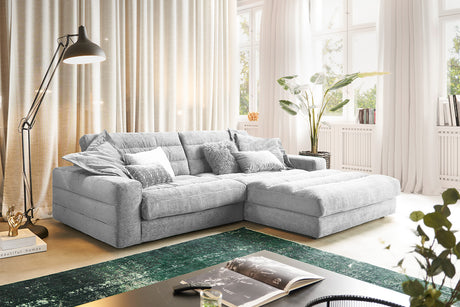 KAWOLA Sofa LANA Ecksofa Cord hellgrau, Rechts