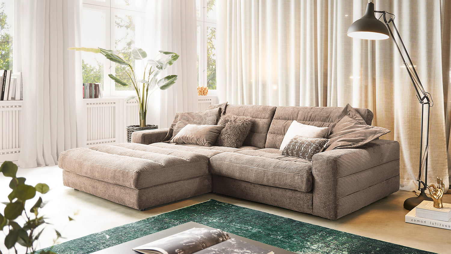 KAWOLA Sofa LANA Ecksofa Cord taupe, Links