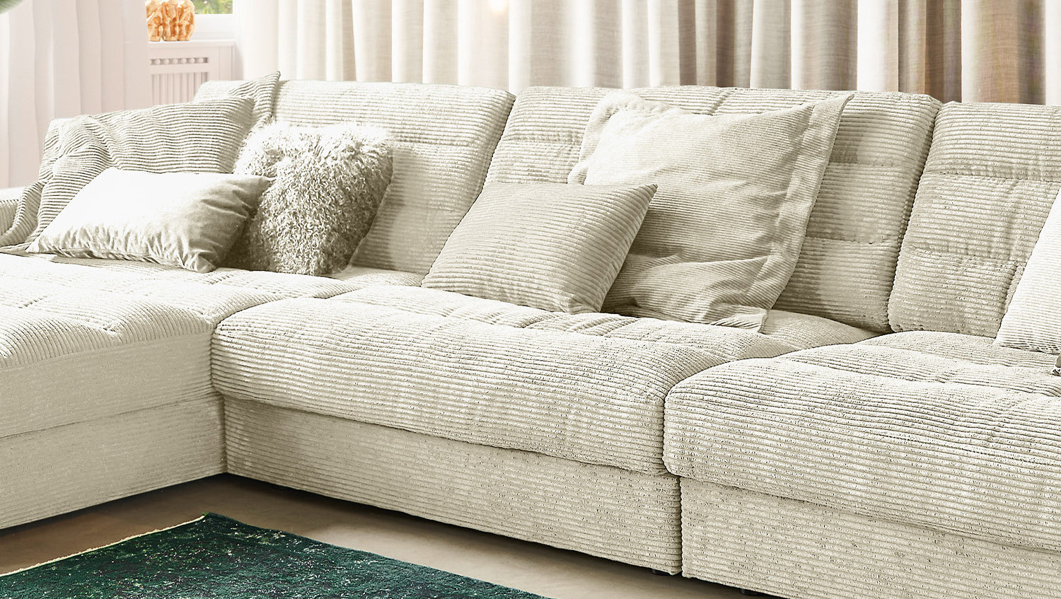 KAWOLA Sofa LANA XL Ecksofa Cord cremeweiß