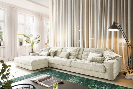 KAWOLA Sofa LANA XL Ecksofa Cord cremeweiß, Links
