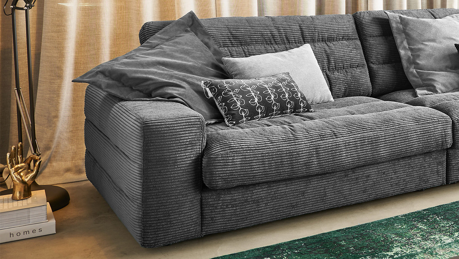 KAWOLA Sofa LANA XL Ecksofa Cord grau