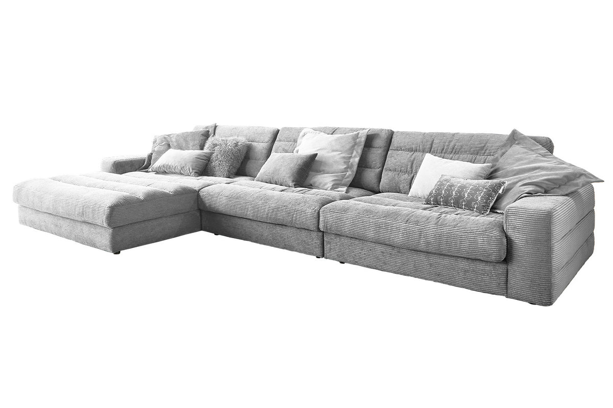 KAWOLA Sofa LANA XL Ecksofa Cord hellgrau