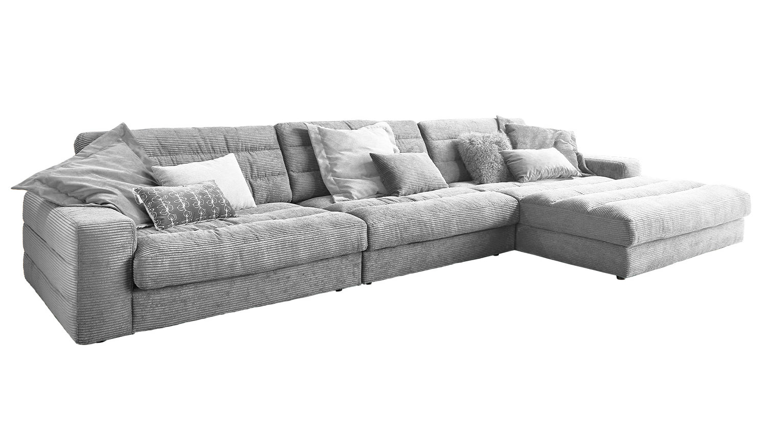 KAWOLA Sofa LANA XL Ecksofa Cord hellgrau
