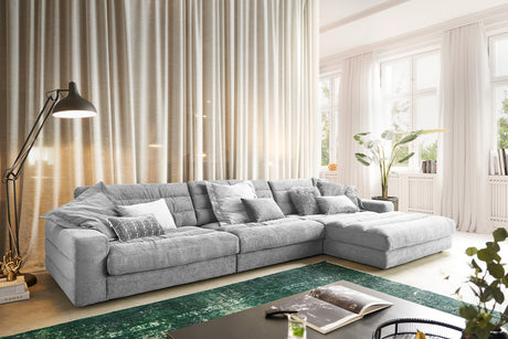 KAWOLA Sofa LANA XL Ecksofa Cord hellgrau, Rechts