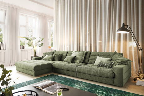 KAWOLA Sofa LANA XL Ecksofa Cord olivgrün, Links