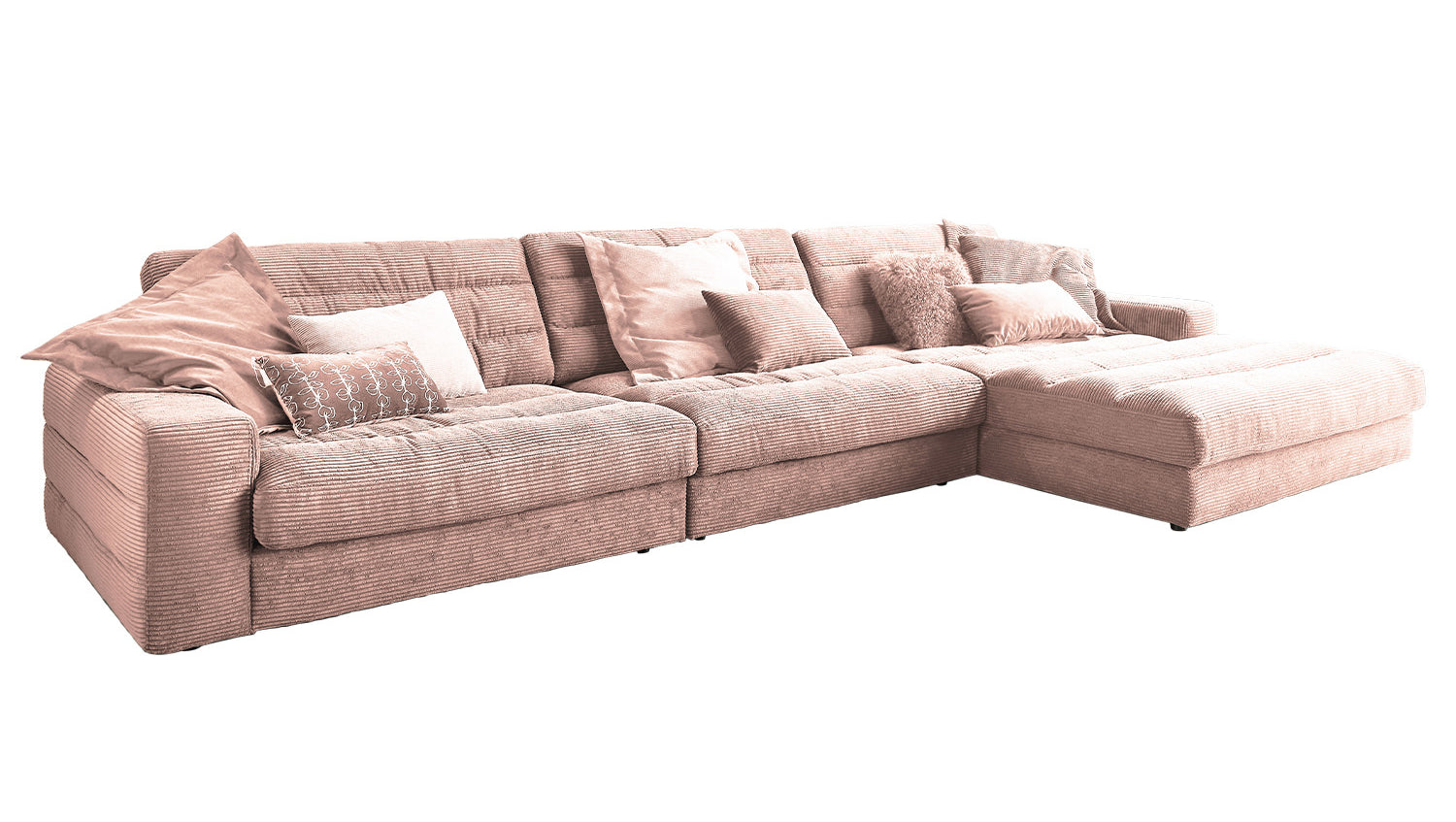 KAWOLA Sofa LANA XL Ecksofa Cord rosa