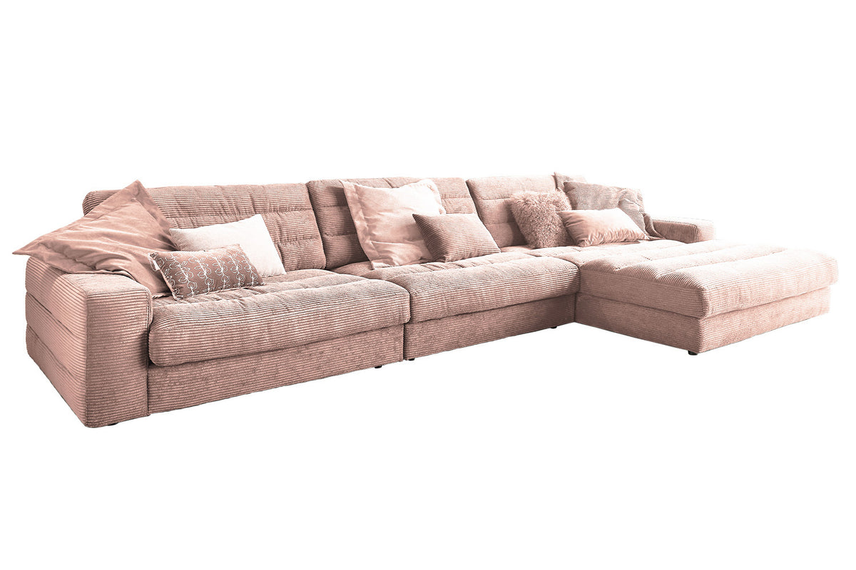 KAWOLA Sofa LANA XL Ecksofa Cord rosa