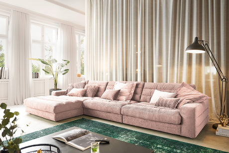 KAWOLA Sofa LANA XL Ecksofa Cord rosa, Links