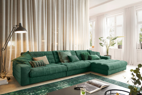 KAWOLA Sofa LANA XL Ecksofa Cord smaragd, Rechts