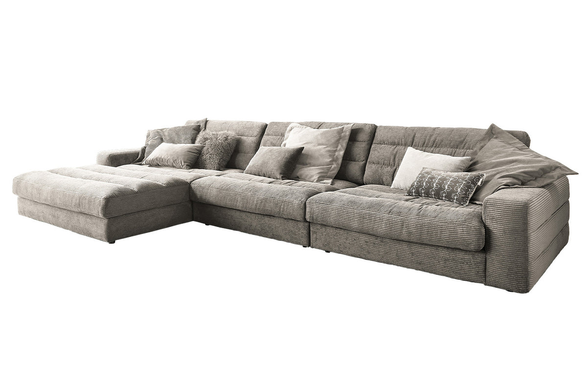 KAWOLA Sofa LANA XL Ecksofa Cord steingrau