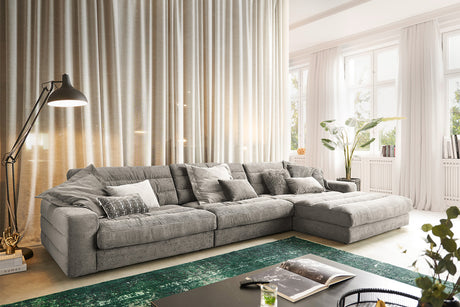 KAWOLA Sofa LANA XL Ecksofa Cord steingrau, Rechts