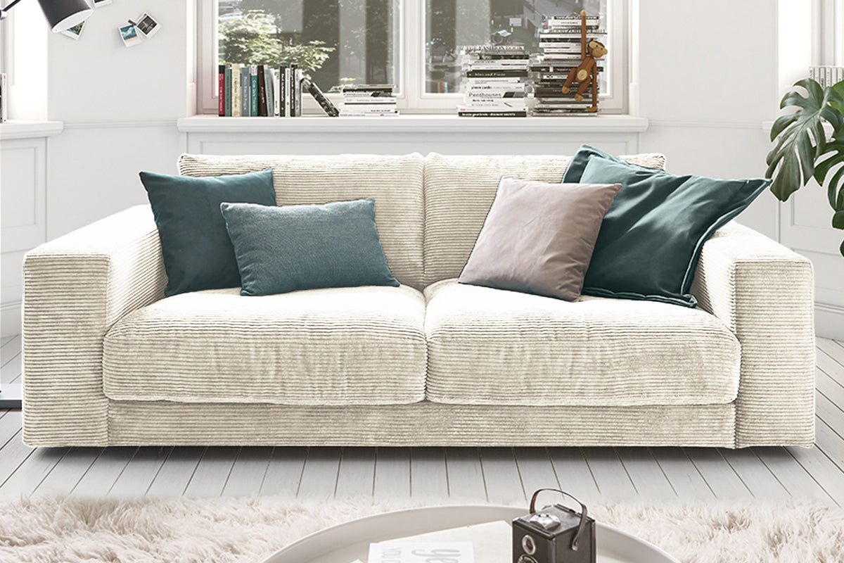KAWOLA Sofa MADELINE 2-Sitzer Cord cremeweiß