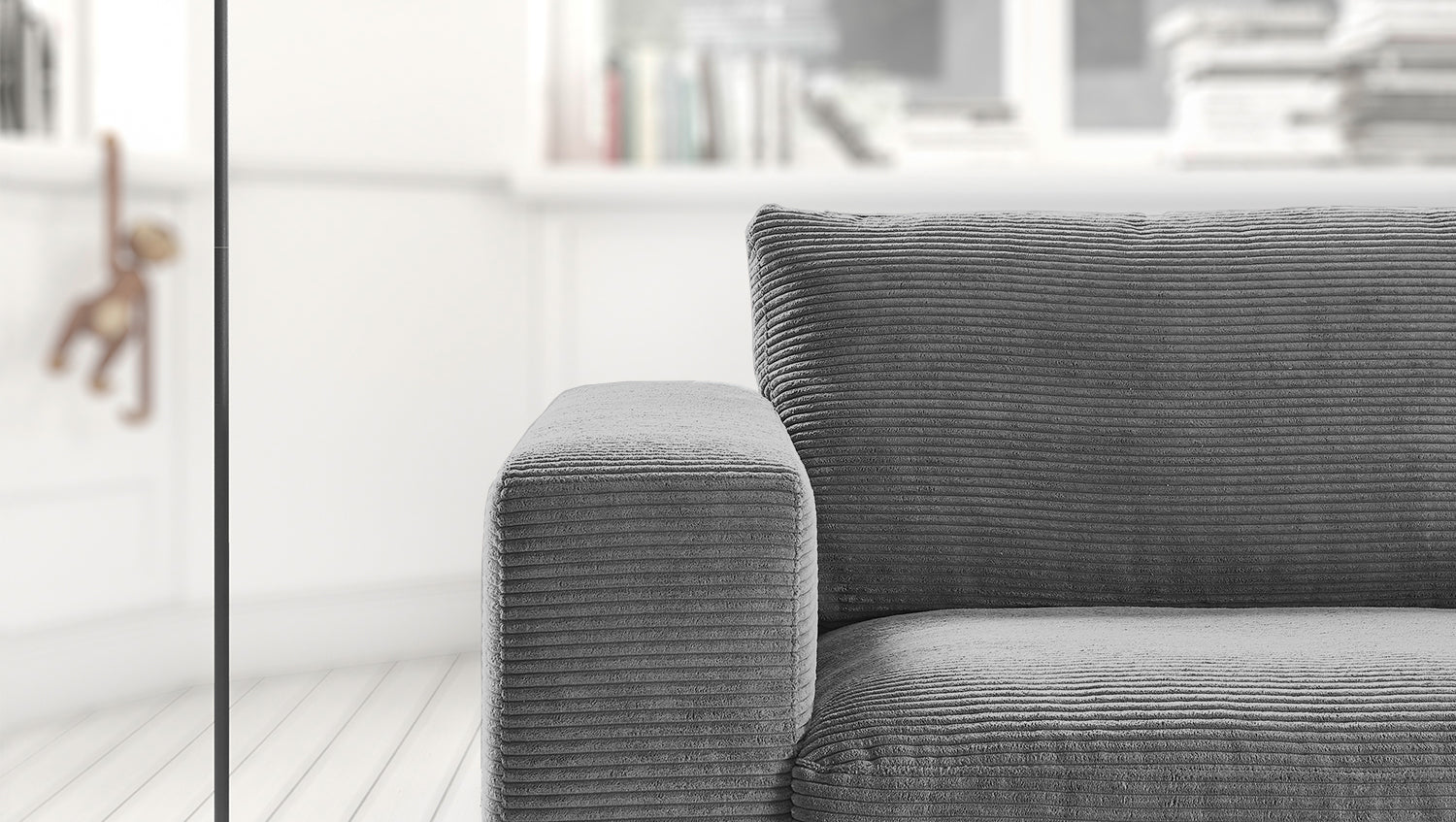 KAWOLA Sofa MADELINE 2-Sitzer Cord grau