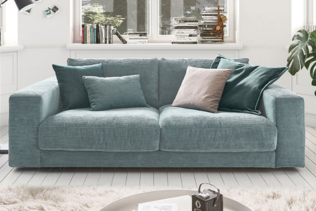 KAWOLA Sofa MADELINE 2-Sitzer Cord hellblau