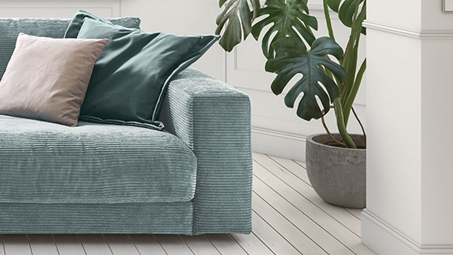 KAWOLA Sofa MADELINE 2-Sitzer Cord hellblau