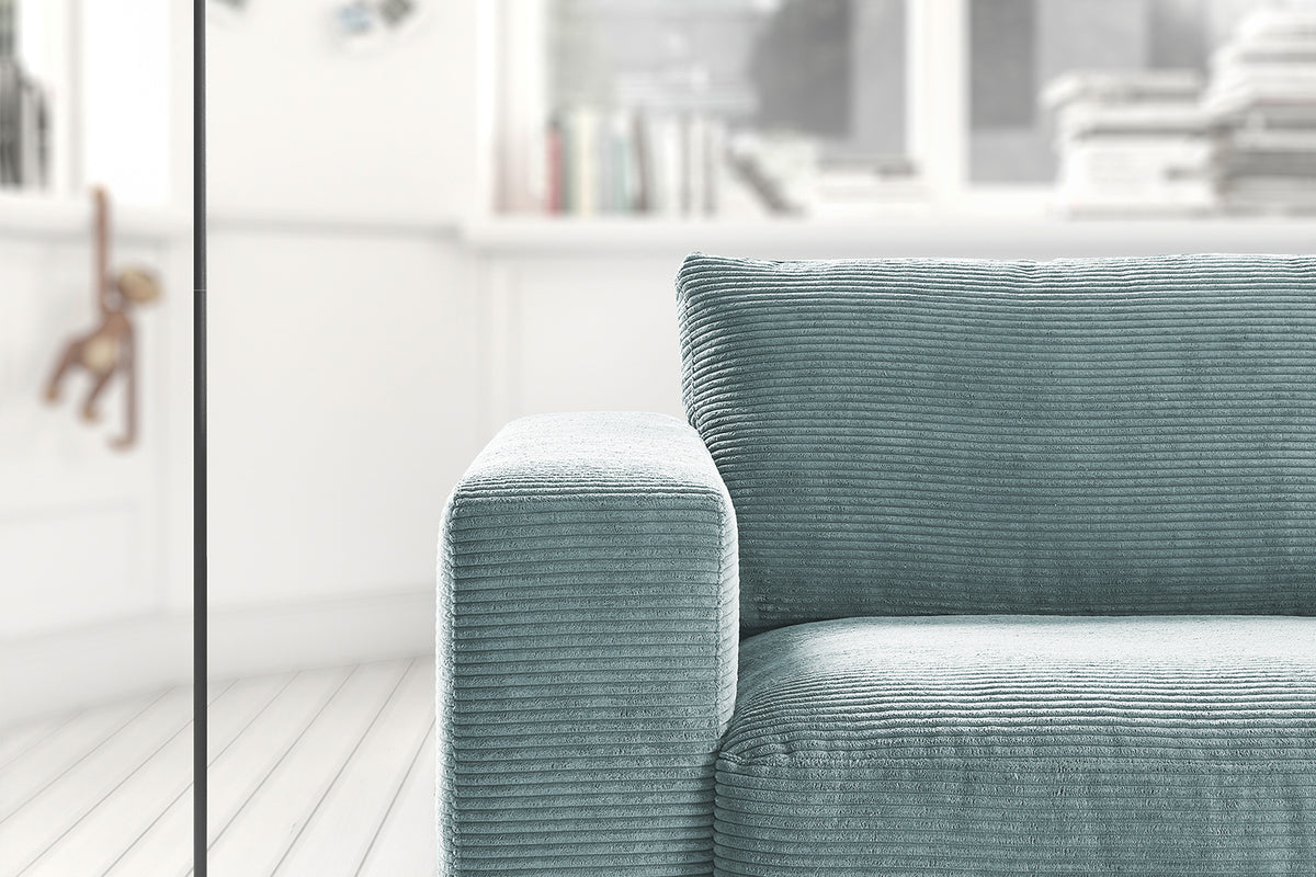 KAWOLA Sofa MADELINE 2-Sitzer Cord hellblau